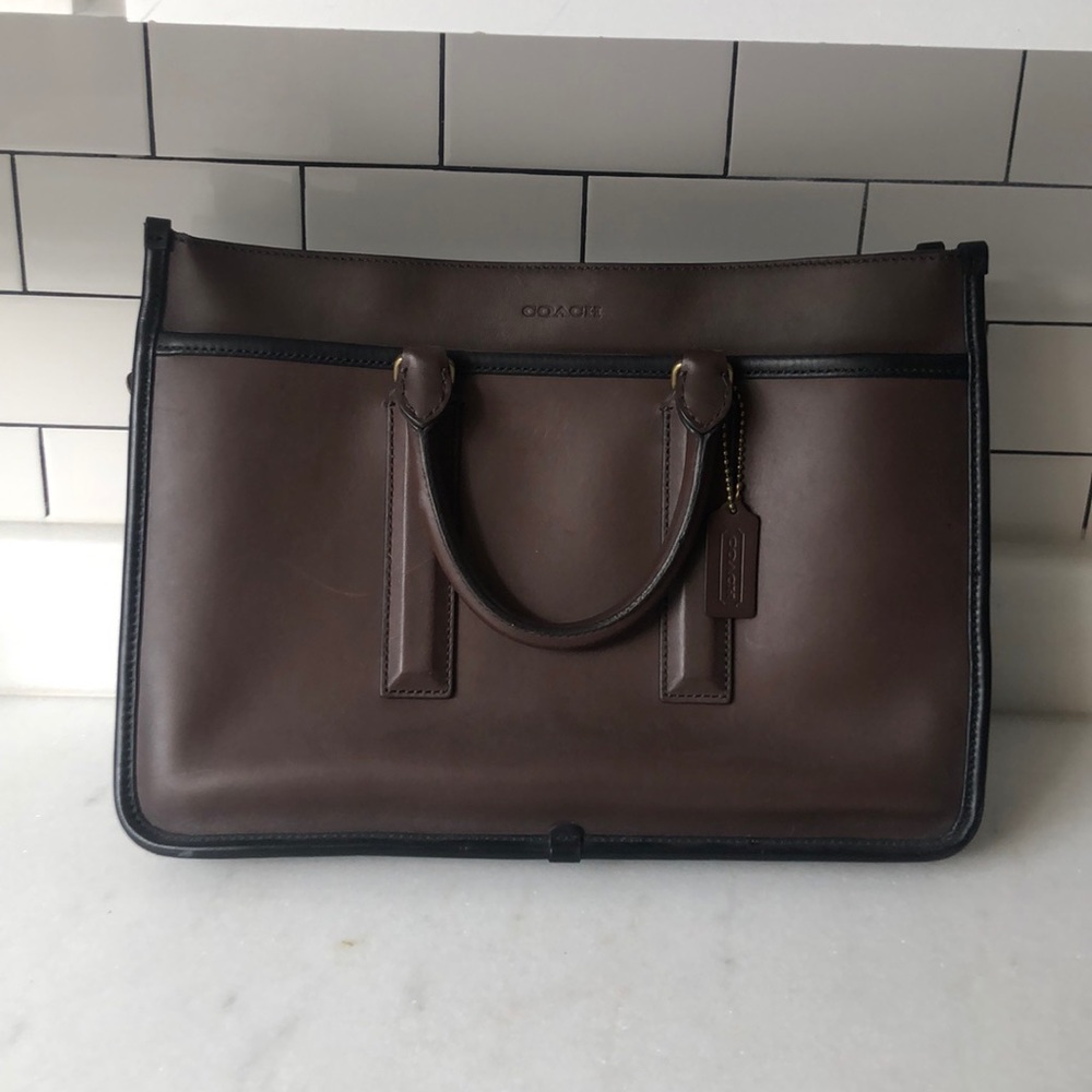 Coach Briefcase Bag Brown Black